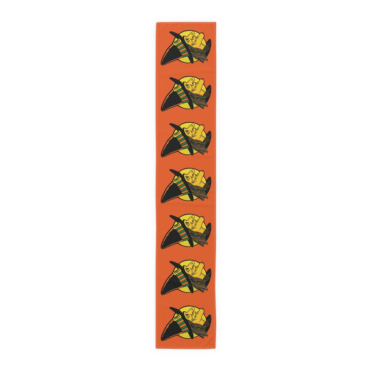 Halloween Witch Retro Halloween Print Orange Cotton Table Runner