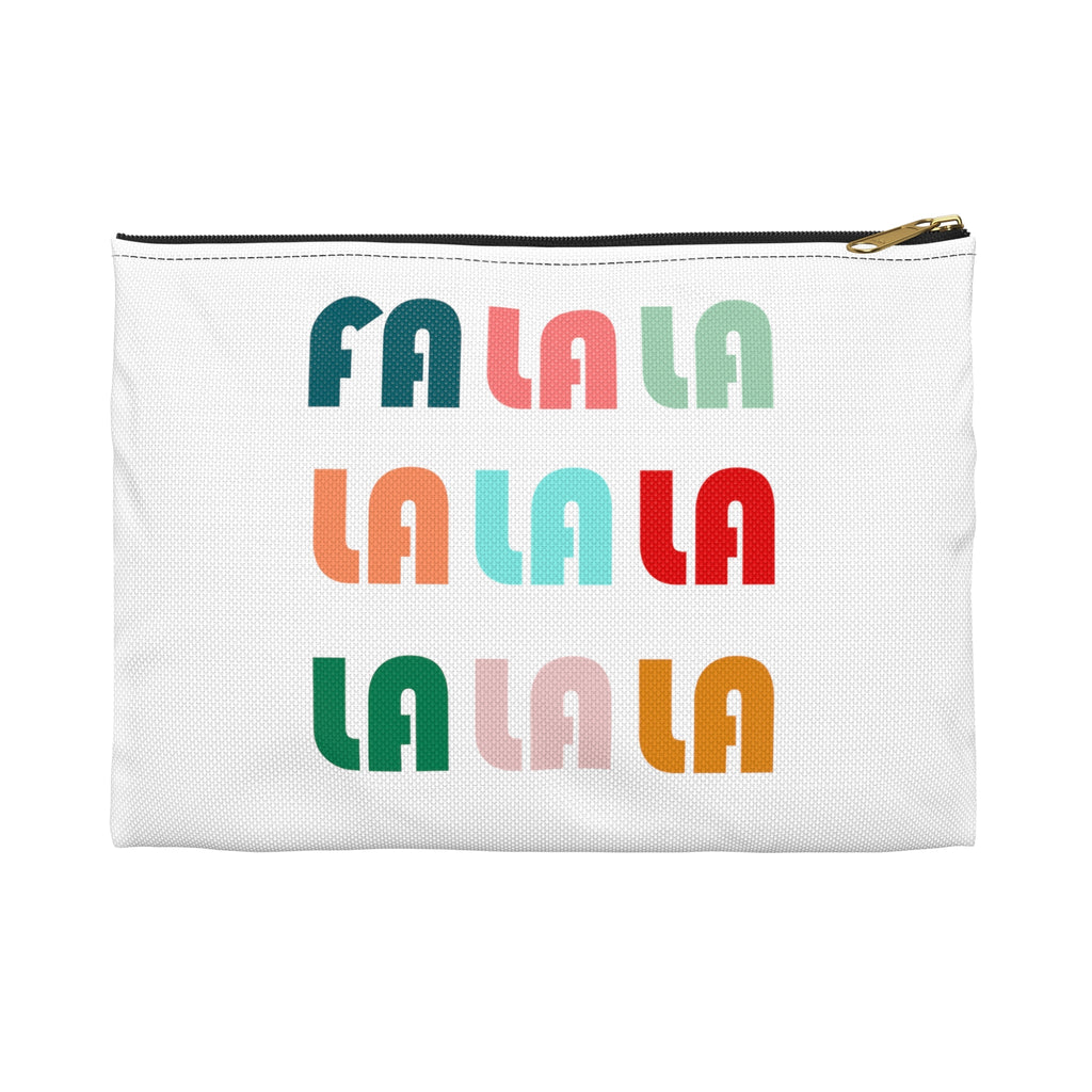 Fa La La La Retro Style Christmas Print Polyester Accessory Pouch Travel Bag