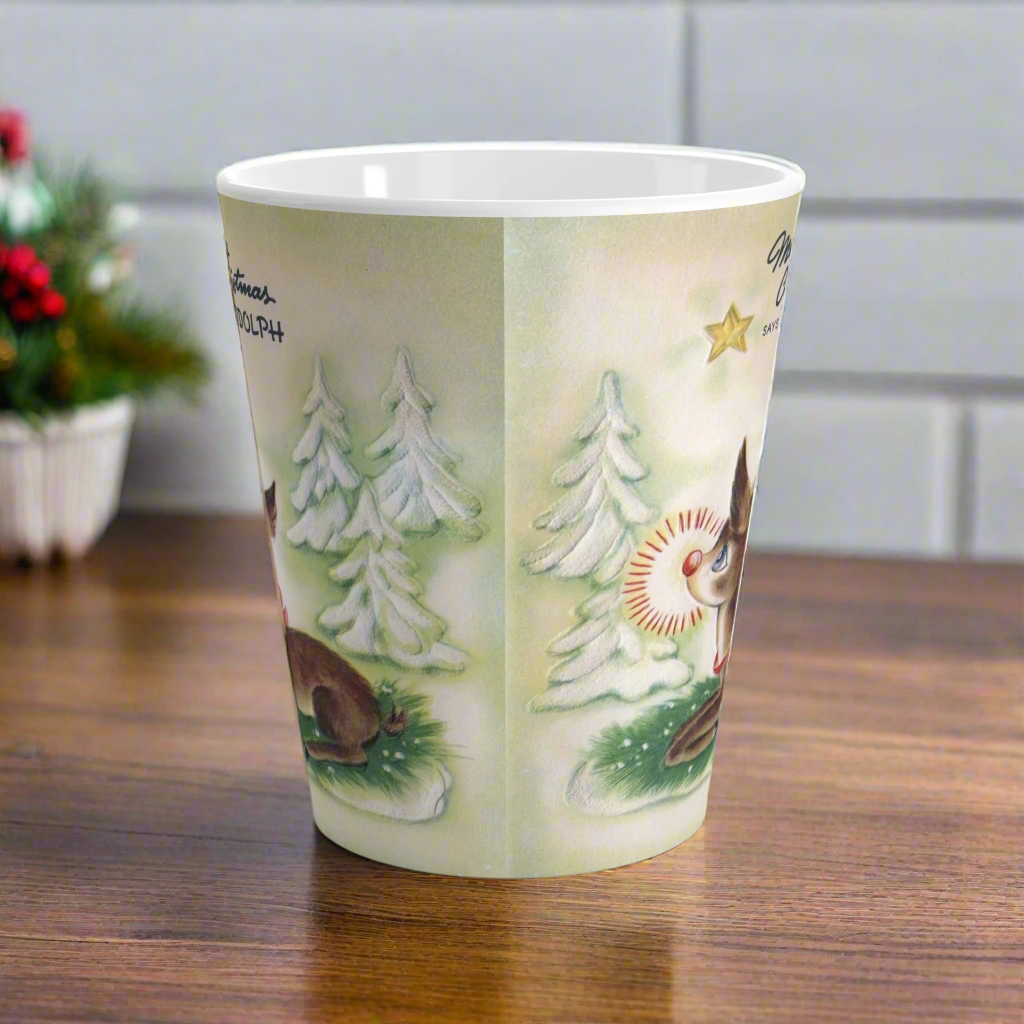 Merry Christmas Says Rudolph Retro Glossy Coffee Mug