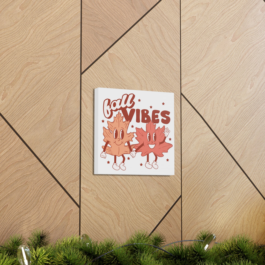Fall Vibes Leaf Friends Retro Style Fall Autumn Canvas Gallery Wrap