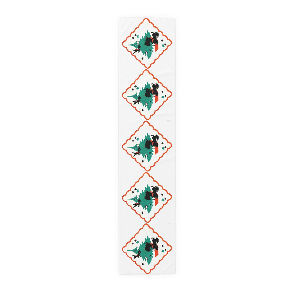Little Christmas Scottie With Bird Mid Century Retro Christmas Print Home Decor Cotton Poly Table Runner
