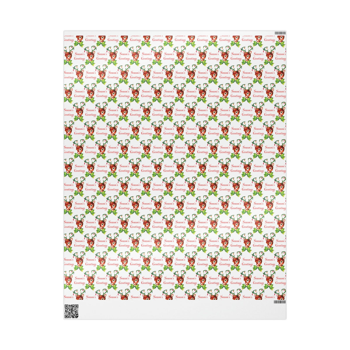 Season's Greetings Reindeer Mid Century Retro Christmas Print Holiday Gift Wrap Paper - Glossy Or Matte