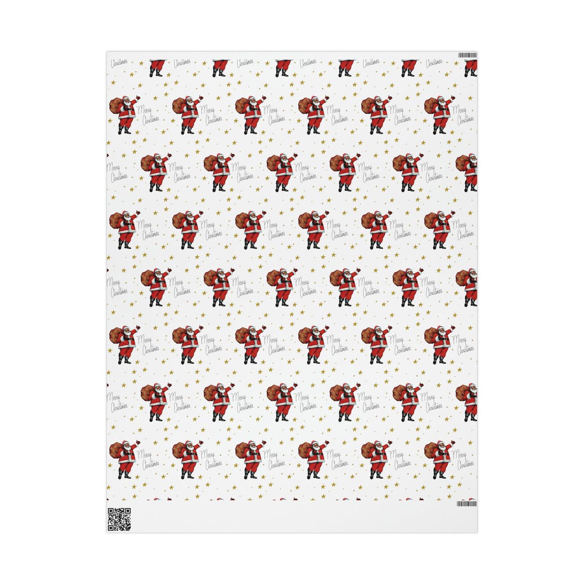 Merry Christmas Diverse Black Santa Gold Stars Retro Holiday Gift Wrap Paper - Glossy Or Matte