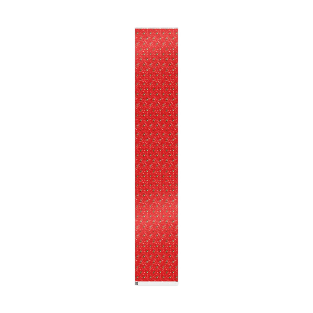 Christmas Wishes Reindeer With Candy Cane Red Mid Century Retro Christmas Print Holiday Gift Wrap Paper - Glossy Or Matte