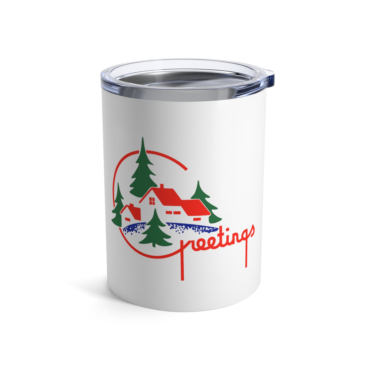 Greetings Mid Century Retro Christmas Print Stainless Steel Tumbler 10oz