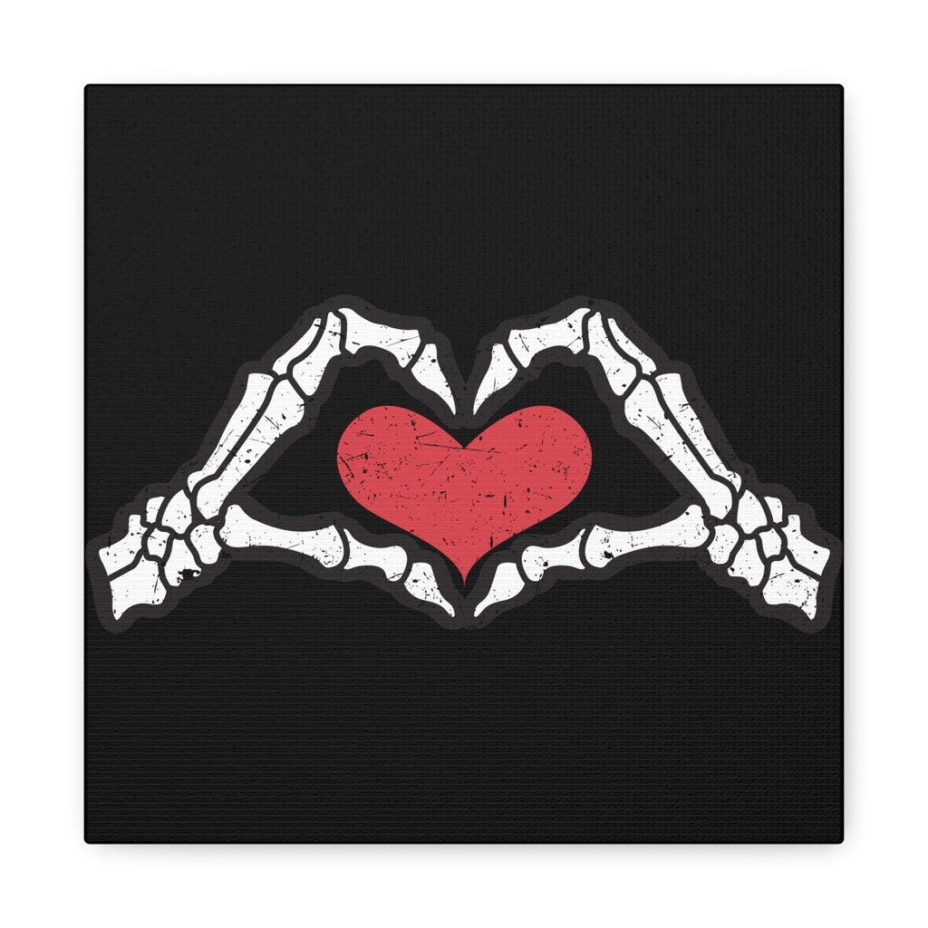 Skeleton Heart Hands Distressed Style Print Canvas Gallery Wrap