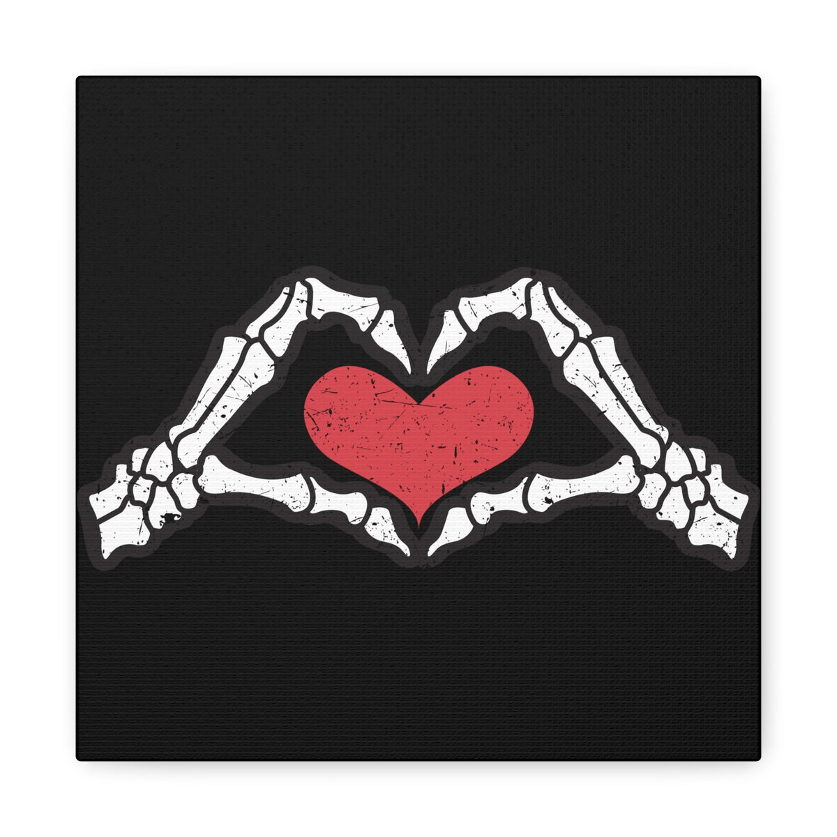 Skeleton Heart Hands Distressed Style Print Canvas Gallery Wrap