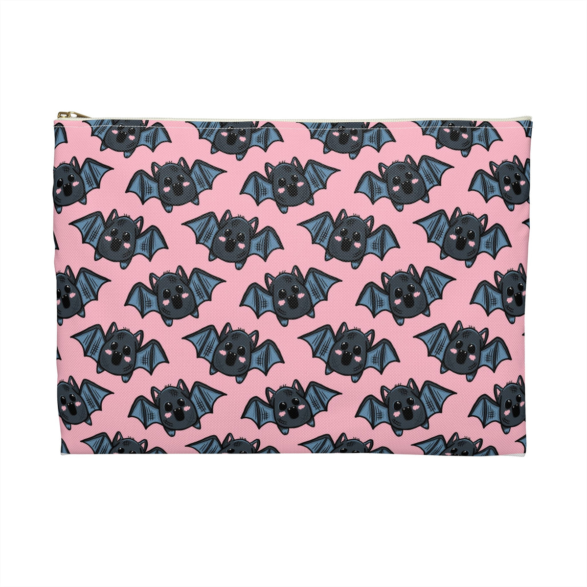 Cute Pink Bats Halloween Print Polyester Accessory Pouch Travel Bag