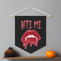 Bite Me Vampire Fangs Halloween Decor Print Wall Hanging Banner Flag