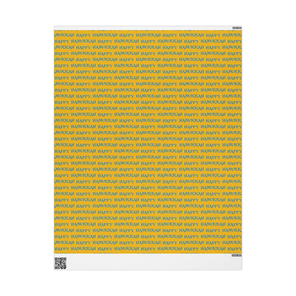 Happy Hanukkah Yellow And Blue Atomic Retro Style Holiday Gift Wrap Paper - Glossy Or Matte