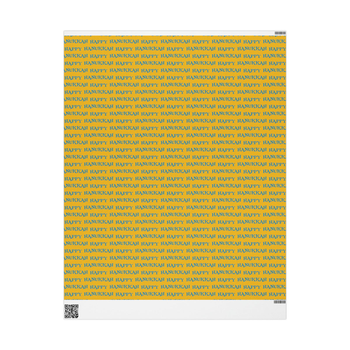 Happy Hanukkah Yellow And Blue Atomic Retro Style Holiday Gift Wrap Paper - Glossy Or Matte
