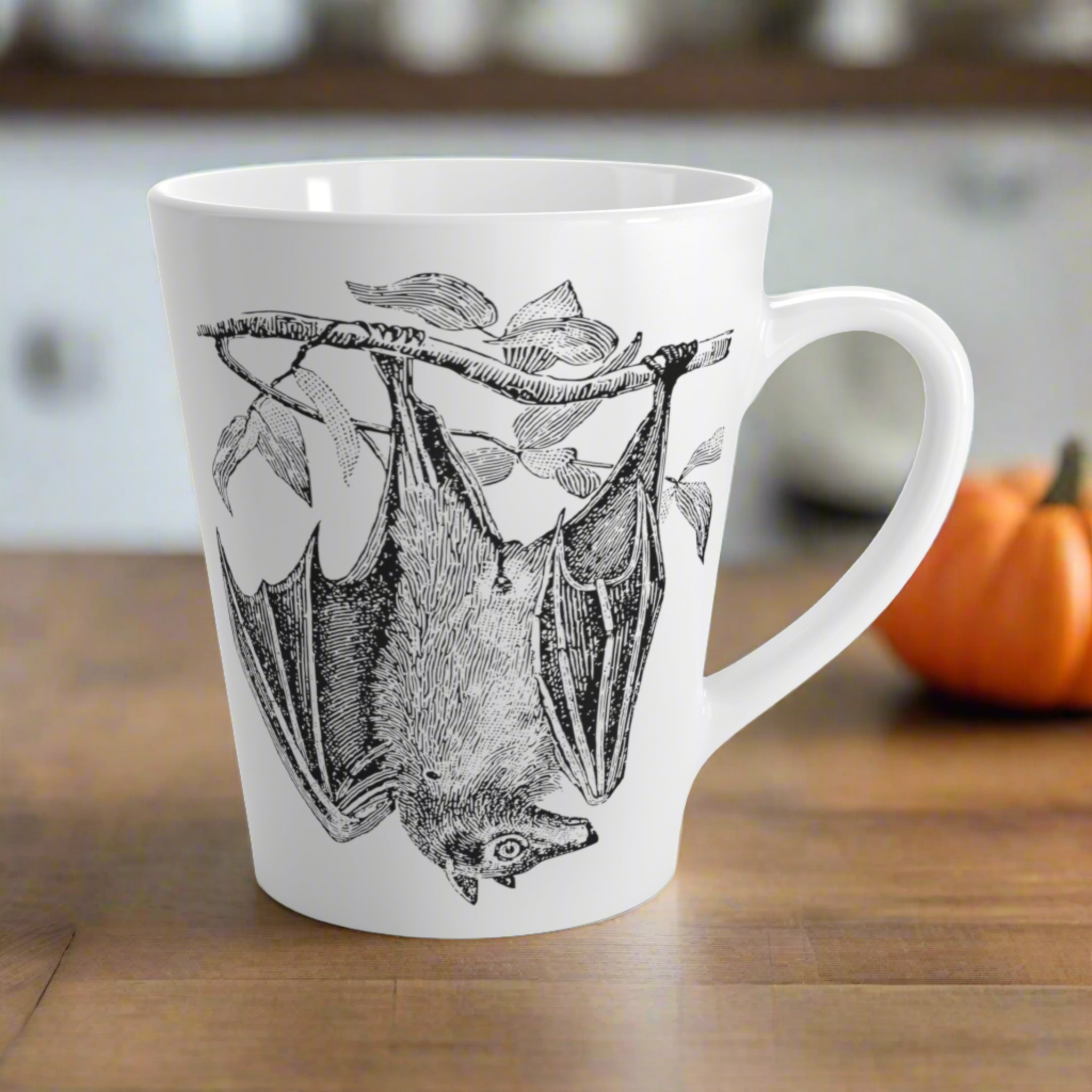 Retro Bat Halloween Print Latte Coffee Mug