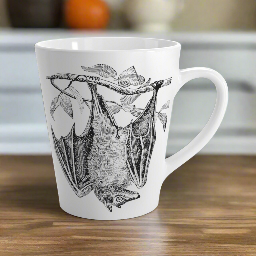 Retro Bat Halloween Print Latte Coffee Mug