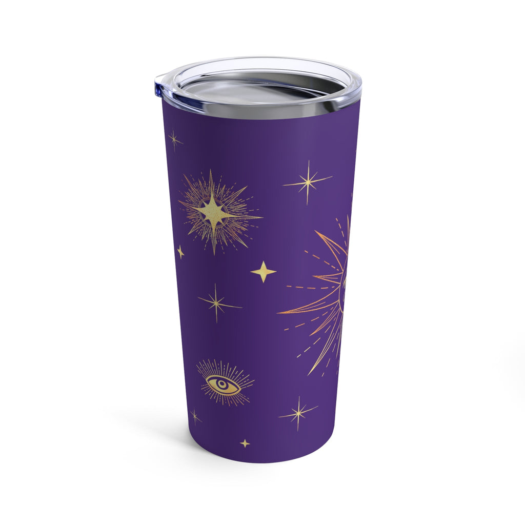 Celestial Gold Sun Stars Purple Stainless Steel Tumbler 20oz