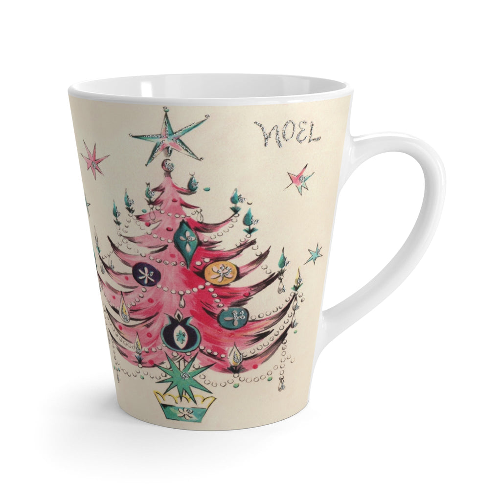 Noel Pink Christmas Tree Christmas Print Latte Coffee Mug
