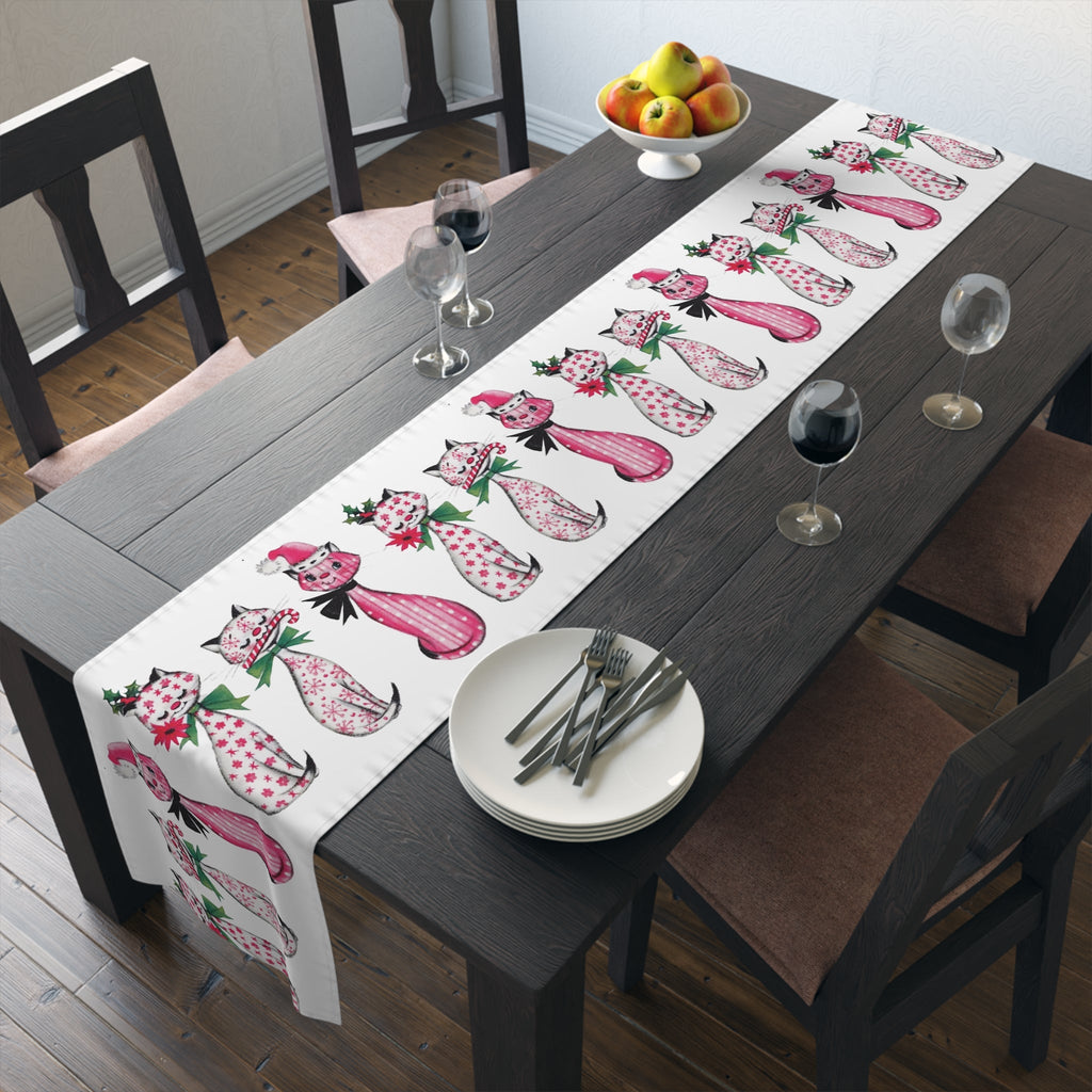 Christmas Cats Retro Style Table Runner