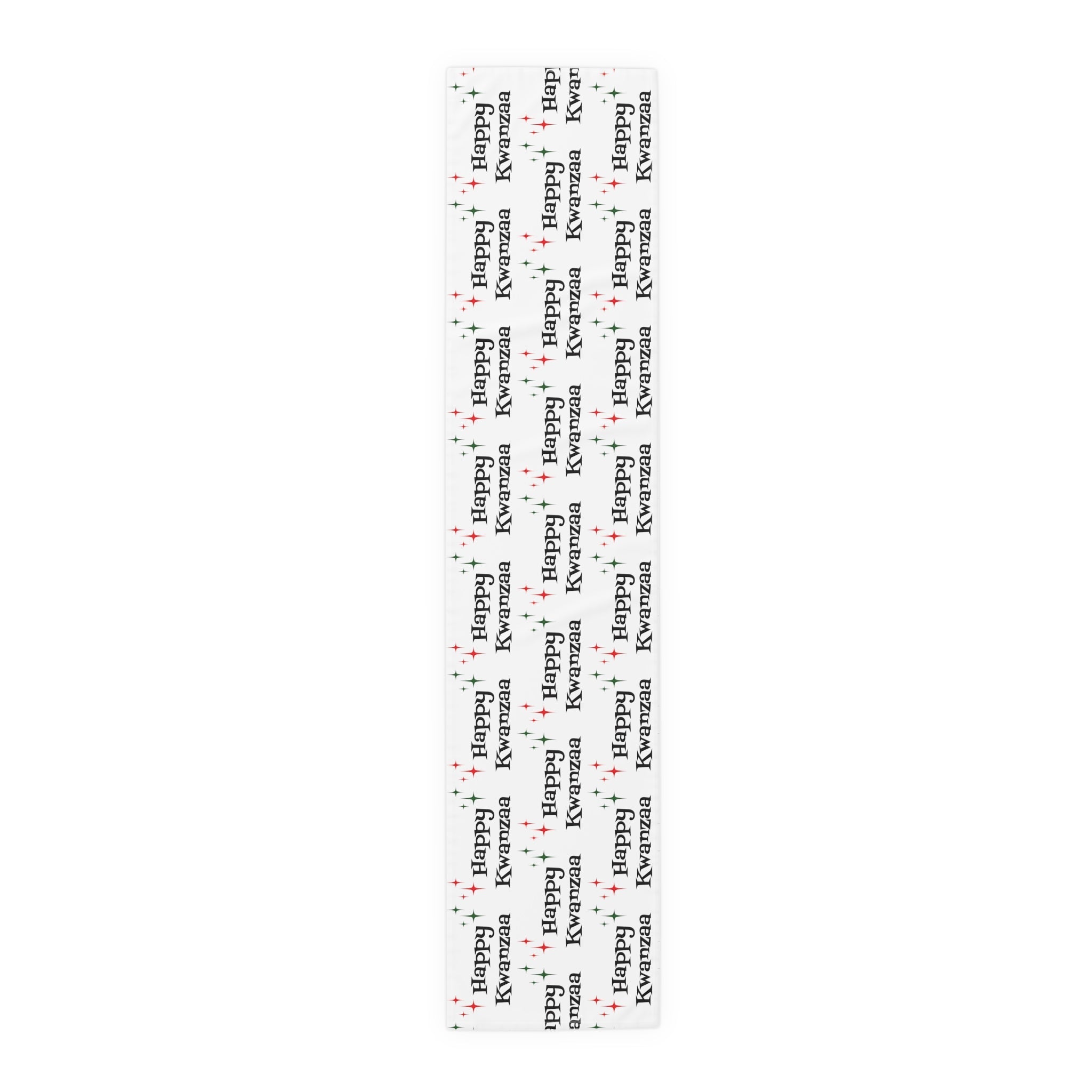 Happy Kwanzaa Atomic Mid Century Retro Style Kwanzaa Holiday Party Decor Cotton Poly Table Runner