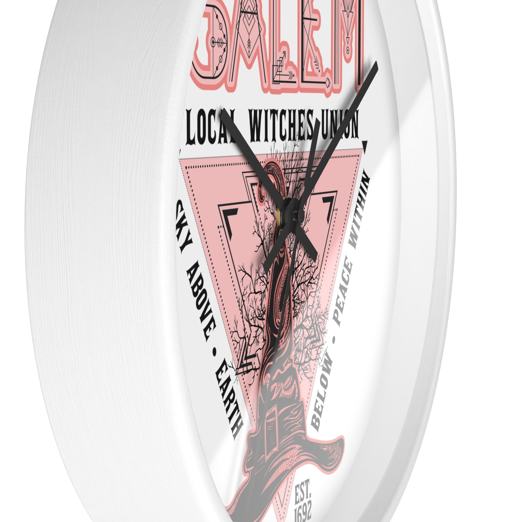 Salem Witches Union Halloween Fall Print Decor Wall Clock