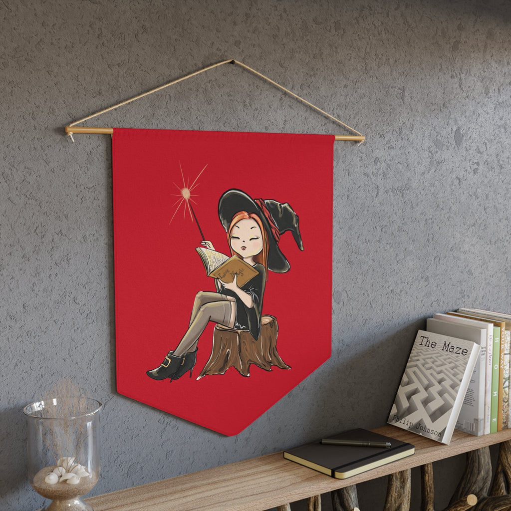 Love Magic Red Witch Halloween Print Wall Hanging Banner Flag