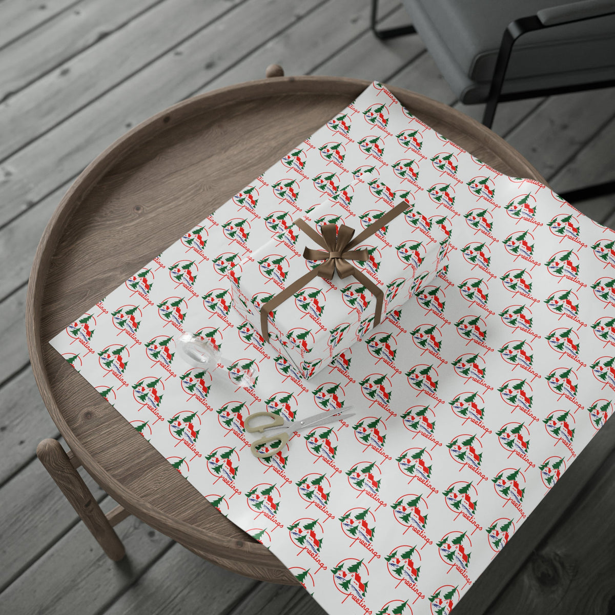 Christmas Greetings Mid Century Retro Christmas Print Holiday Gift Wrap Paper - Glossy Or Matte