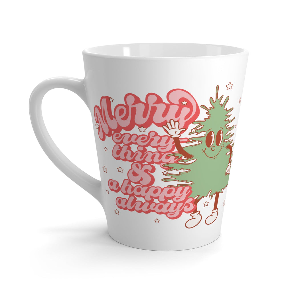 Merry Everything And Happy Always Cute Christmas Tree Retro Style Christmas Print Latte Coffee Mug
