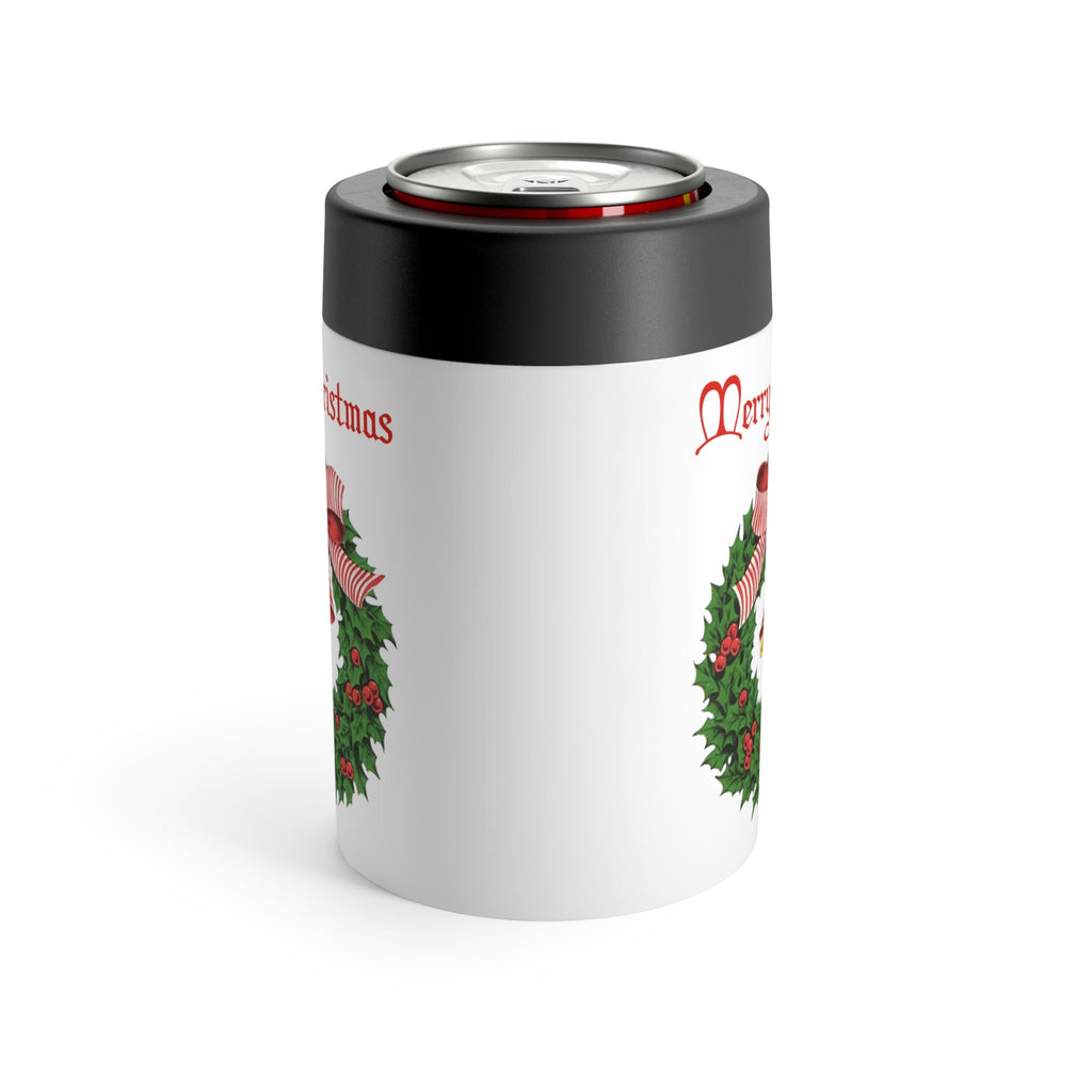Merry Christmas Wreath Retro Christmas Print Stainless Steel Can Holder