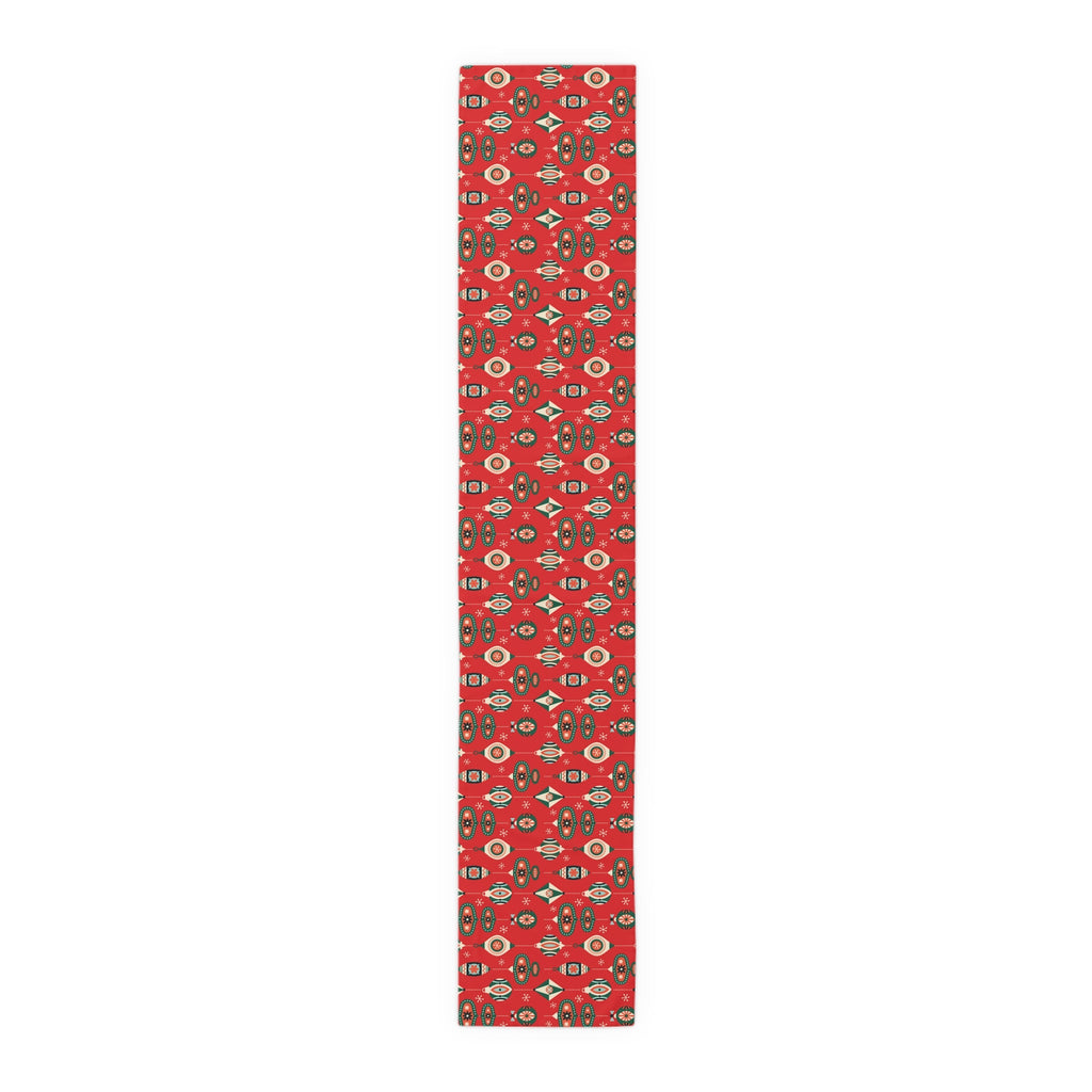 Atomic Christmas Ornaments Mid Century Retro Style Christmas Table Runner
