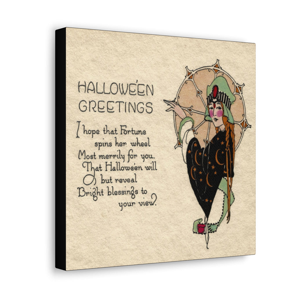 Halloween Greetings Victorian Witch Celestial Woman Halloween Decor Print Canvas Gallery Wrap