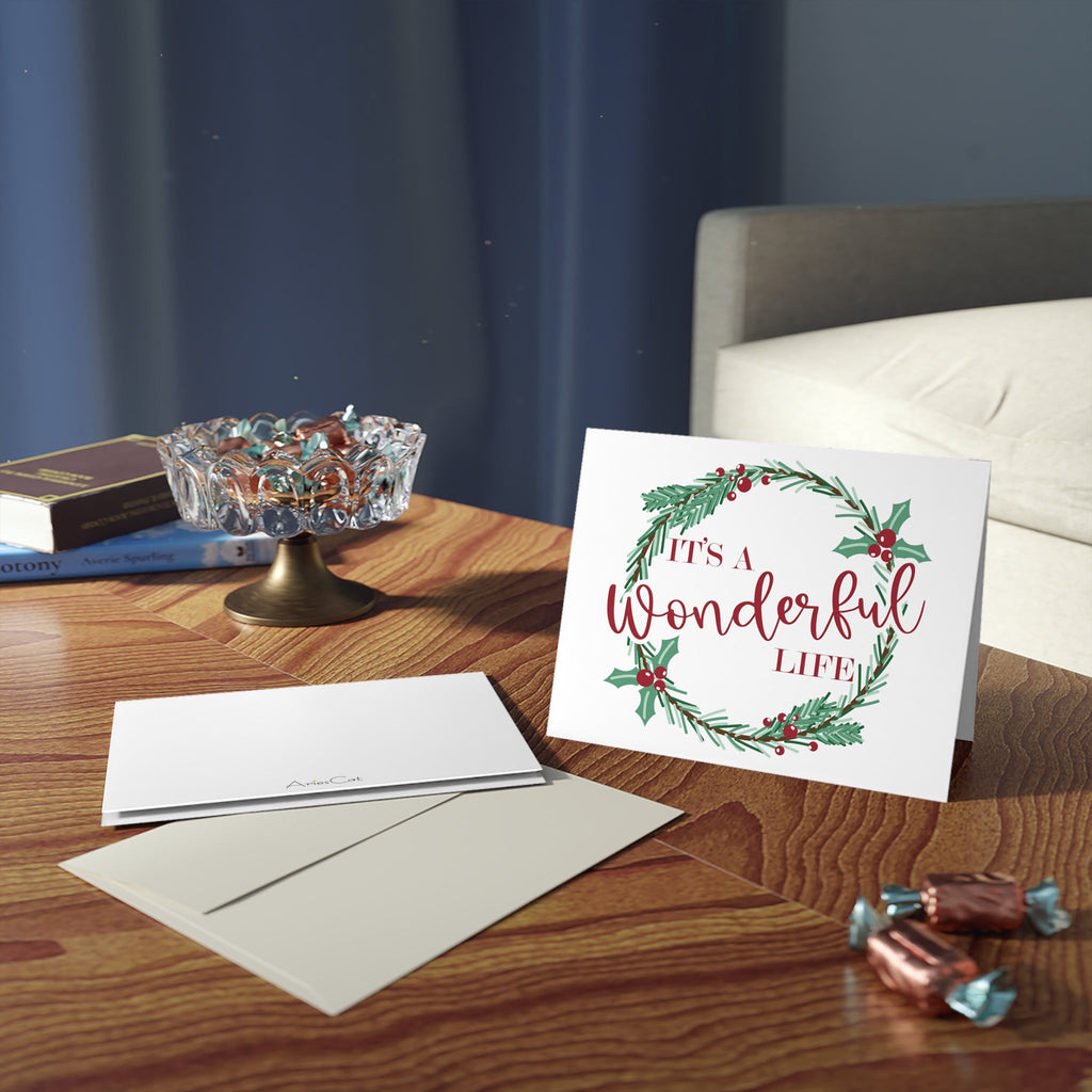 It's A Wonderful Life Christmas Wreath Matte Greeting Cards (8, 16, and 24 pcs)
