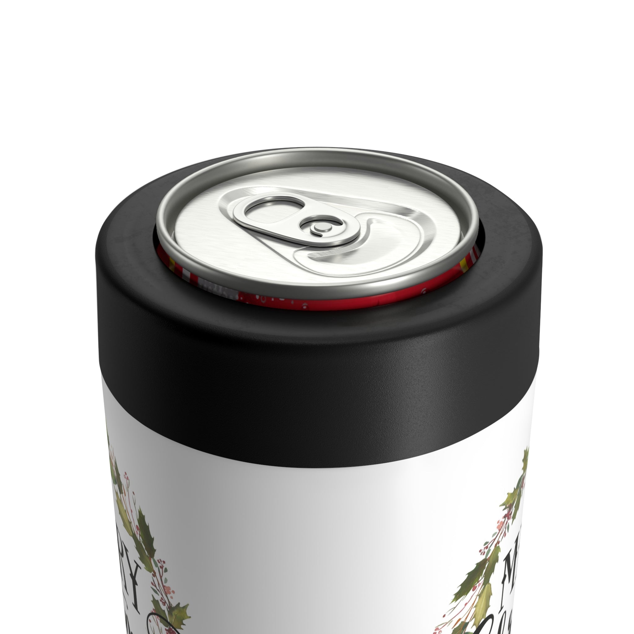 Merry Christmas Wreath Christmas Print Stainless Steel Can Holder