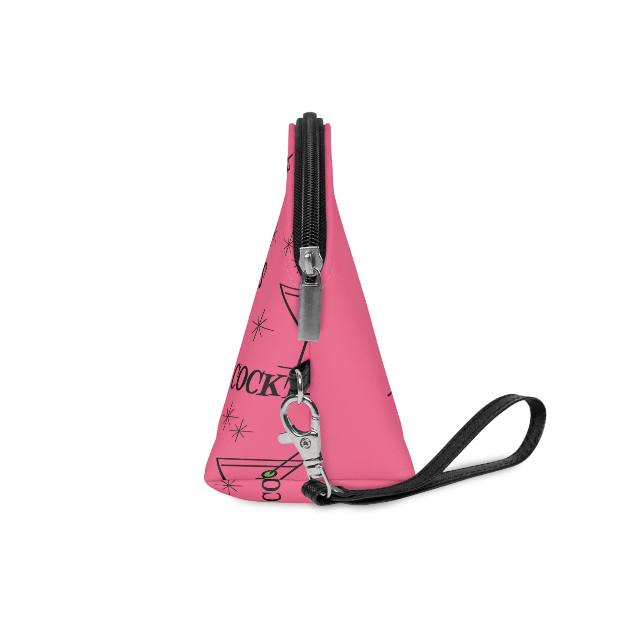 Martini Cocktails Atomic Pink Mid Century Retro Style Cosmetic Makeup Travel Bag