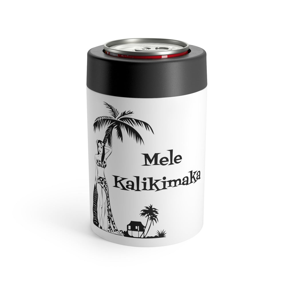 Mele Kalikimaka Hawaiian Girl Atomic Mid Century Retro Christmas Stainless Steel Can Holder