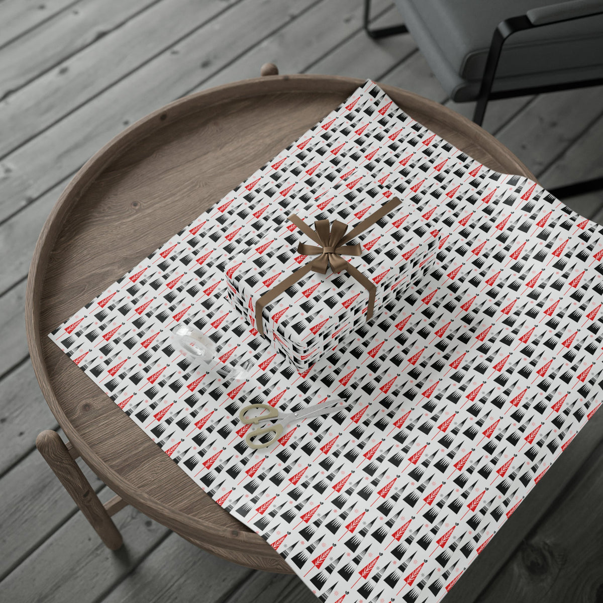 Retro Christmas Trees Mid Century Retro Christmas Print Holiday Gift Wrap Paper - Glossy Or Matte