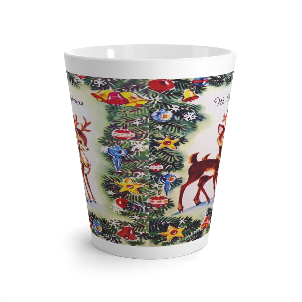 It's Christmas Cute Reindeer Mid Century Retro Christmas Print Latte Coffee Mug