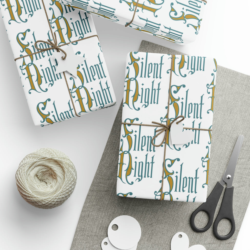 Silent Night Retro Style Christmas Holiday Gift Wrap Paper - Glossy Or Matte