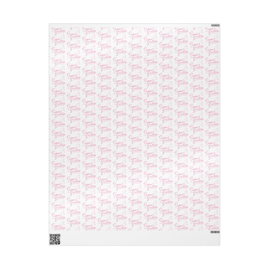 Season's Greetings Pink Dove Pink Retro Style Christmas Print Holiday Gift Wrap Paper - Glossy Or Matte