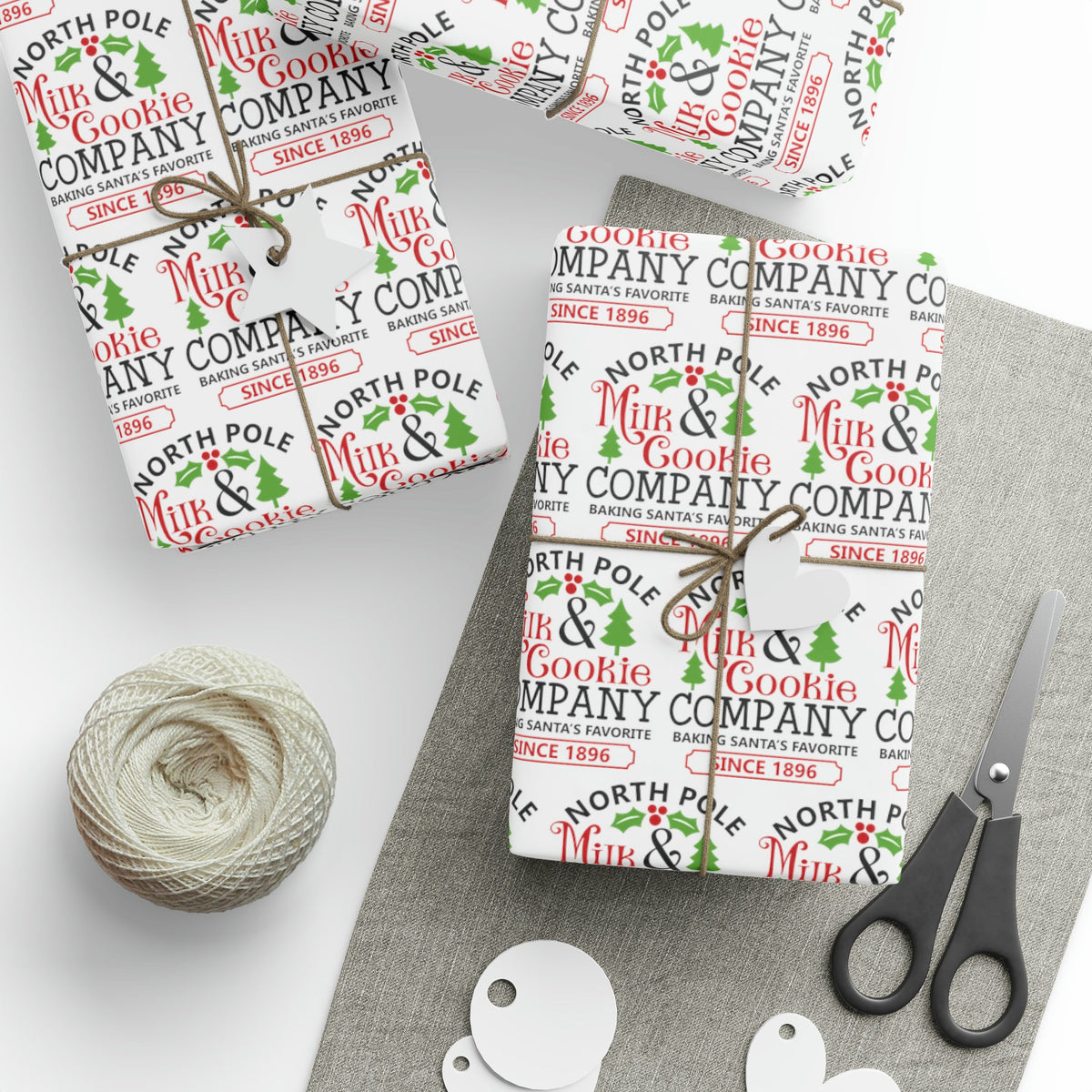 North Pole Milk And Cookie Company Christmas Print Holiday Gift Wrap Paper - Glossy Or Matte