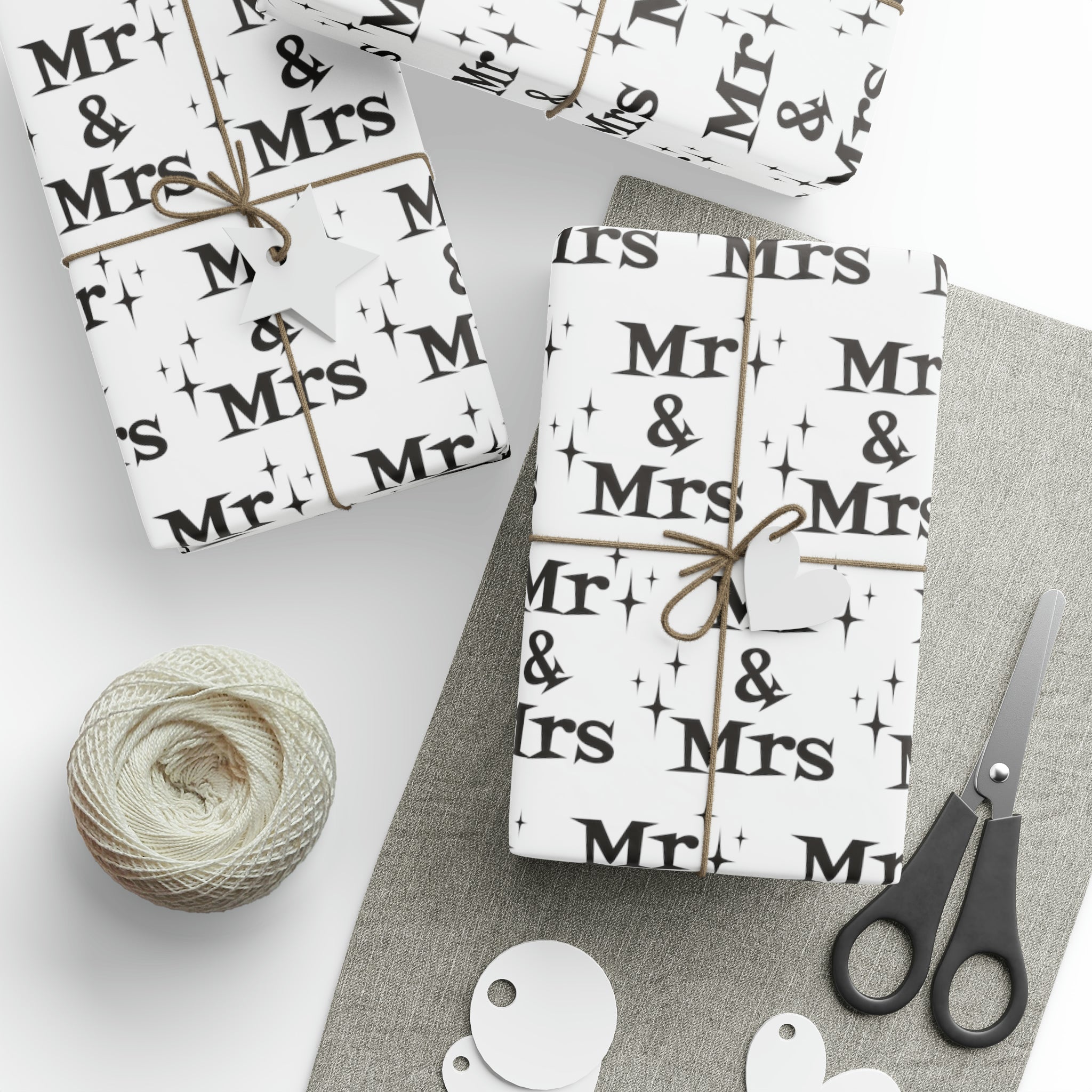 Mr. And Mrs. Atomic Mid Century Retro Style Wedding Holiday Gift Wrap Paper - Glossy Or Matte