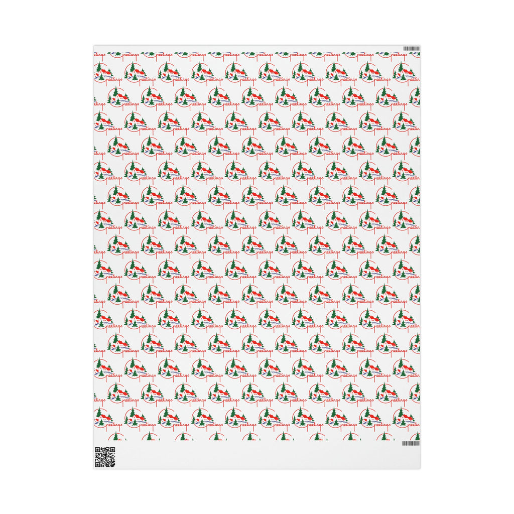 Christmas Greetings Mid Century Retro Christmas Print Holiday Gift Wrap Paper - Glossy Or Matte