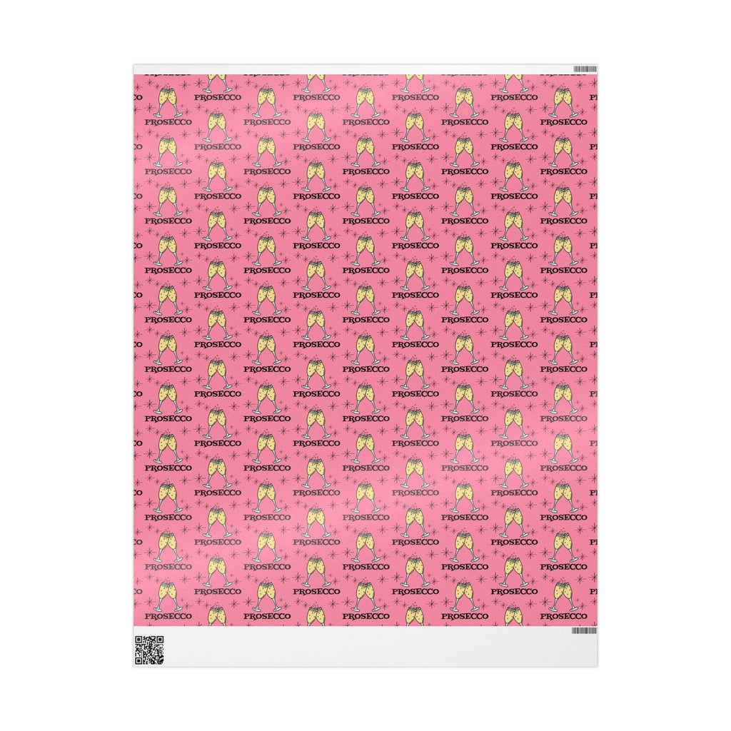 Prosecco Brunch Pink Atomic Retro Style Holiday Gift Wrap Paper - Glossy Or Matte