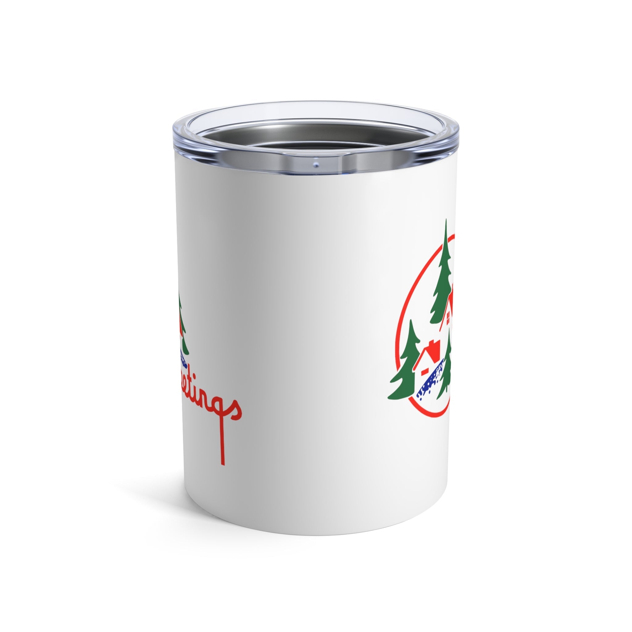 Greetings Mid Century Retro Christmas Print Stainless Steel Tumbler 10oz
