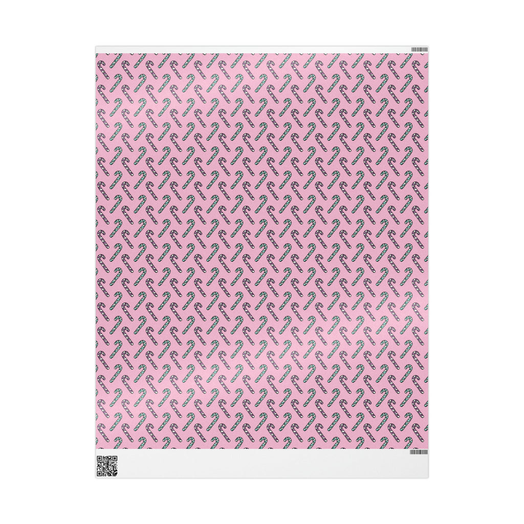 Pink And Teal Pastel Candy Canes Pink Christmas Print Holiday Gift Wrap Paper - Glossy Or Matte