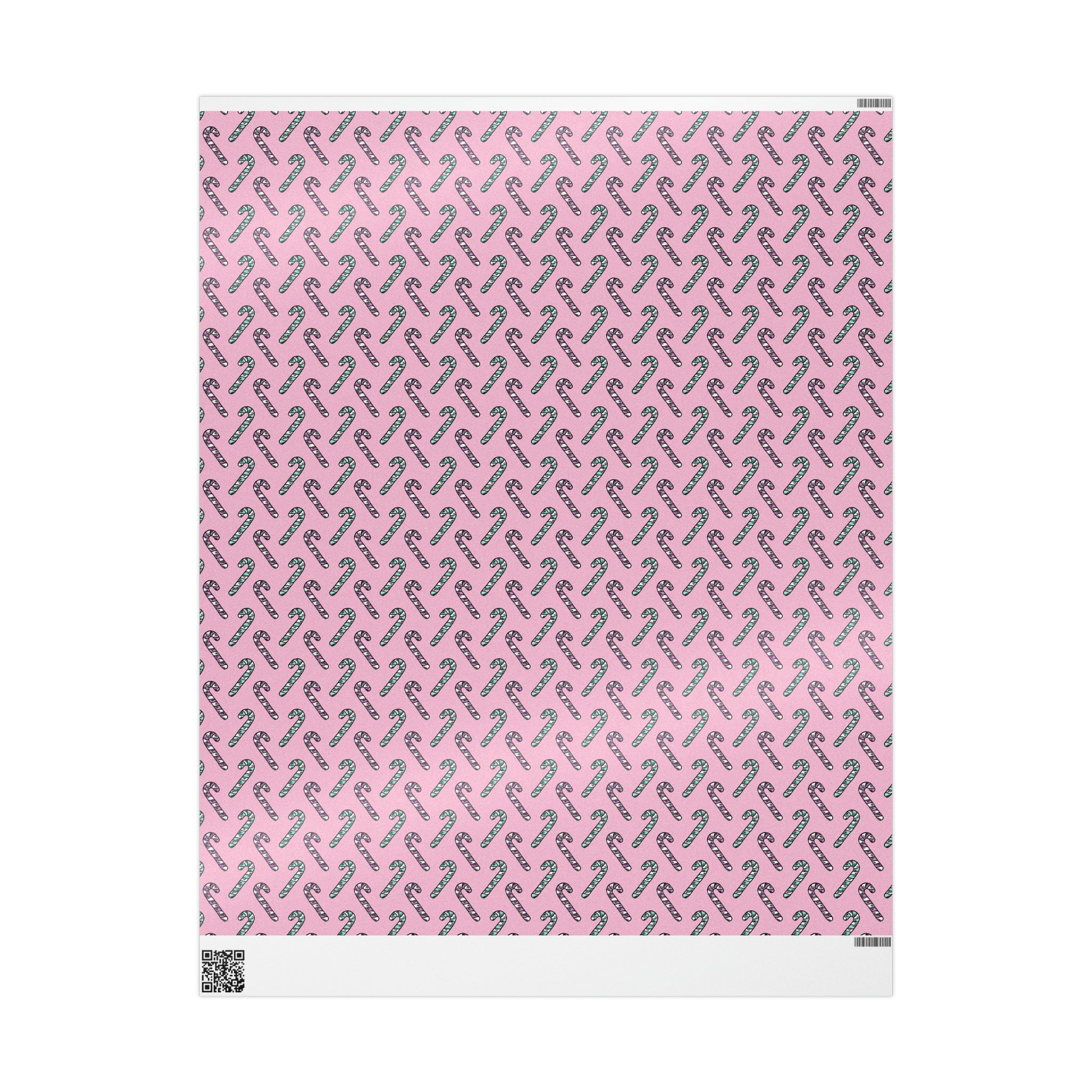 Pink And Teal Pastel Candy Canes Pink Christmas Print Holiday Gift Wrap Paper - Glossy Or Matte