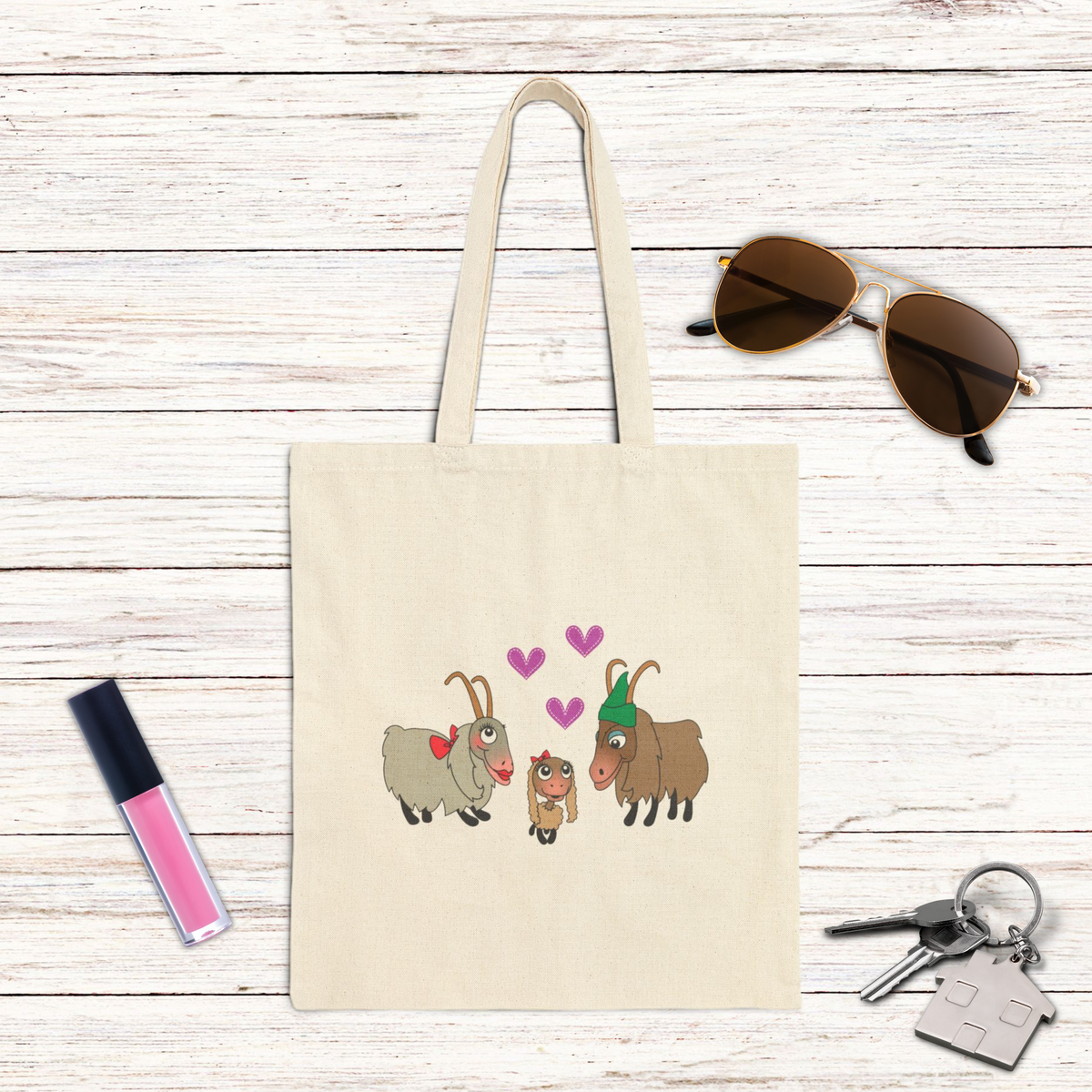 Sound Of Music Goat Family Cotton Canvas Tote Bag | Eco-Friendly Grocery Bag