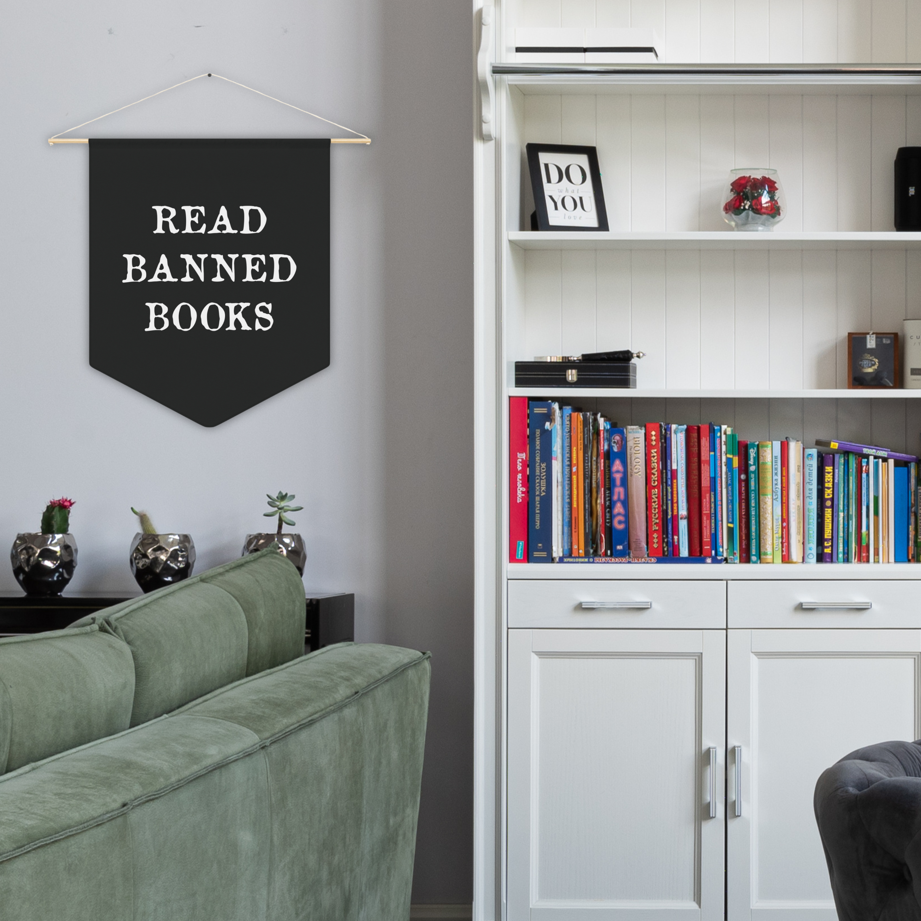 Read Banned Books Wall Hanging Pennant Banner Flag