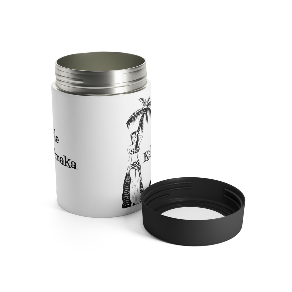 Mele Kalikimaka Hawaiian Girl Atomic Mid Century Retro Christmas Stainless Steel Can Holder