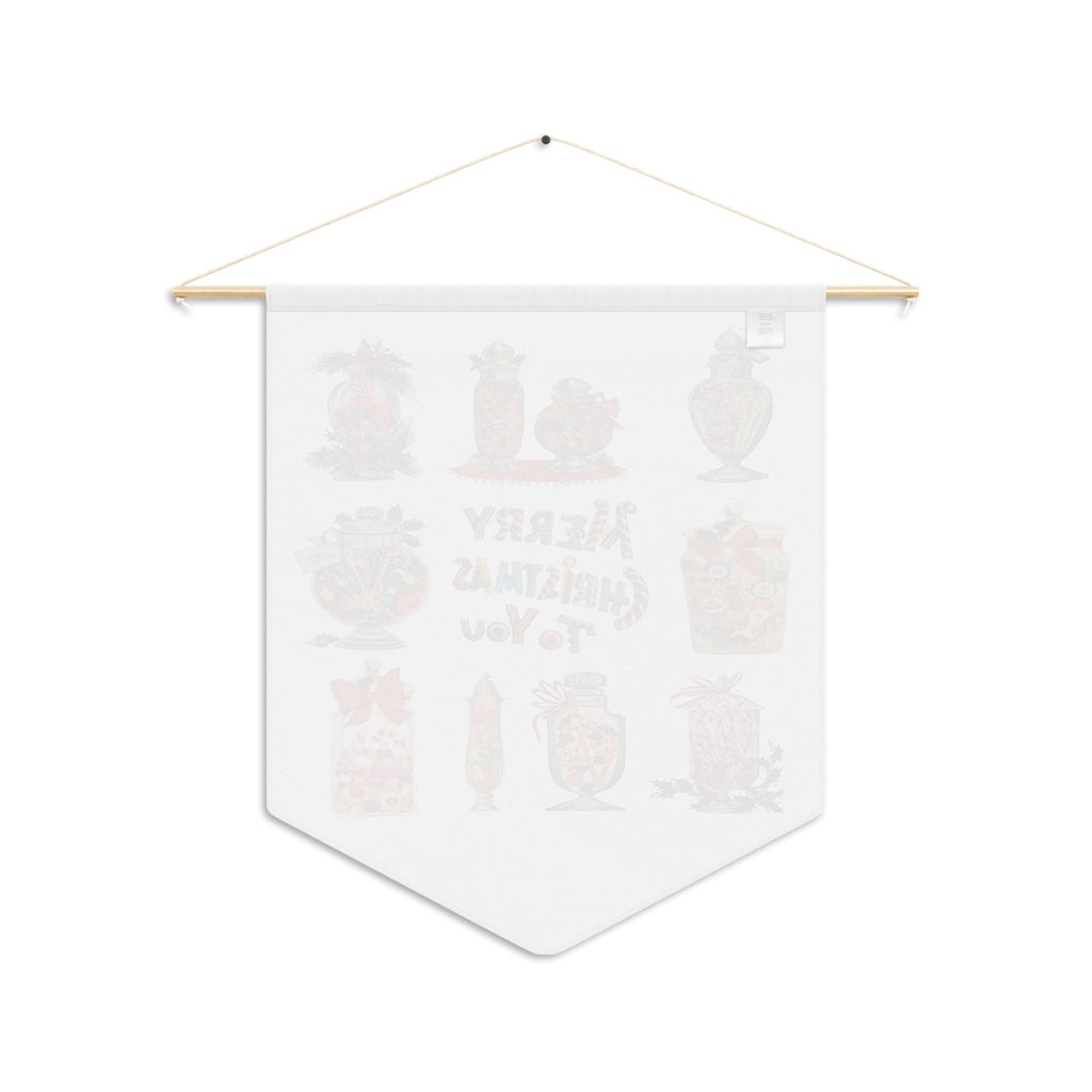 Merry Christmas To You Candy Retro Mid Century Christmas Print Wall Hanging Banner Flag