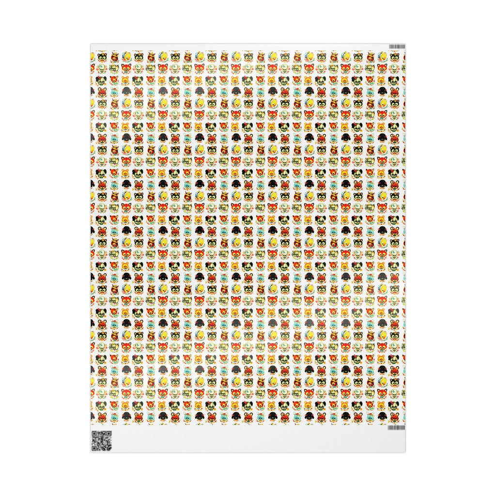 Cute Mid Century Baby Animals Mid Century Retro Print Baby Shower Birthday Holiday Gift Wrap Paper - Glossy Or Matte