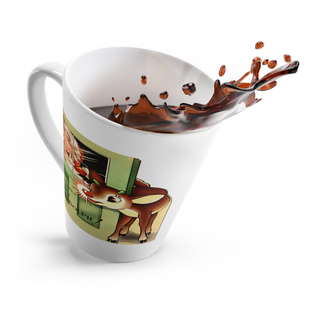 Santa And Rudolph Mid Century Retro Christmas Print Latte Mug