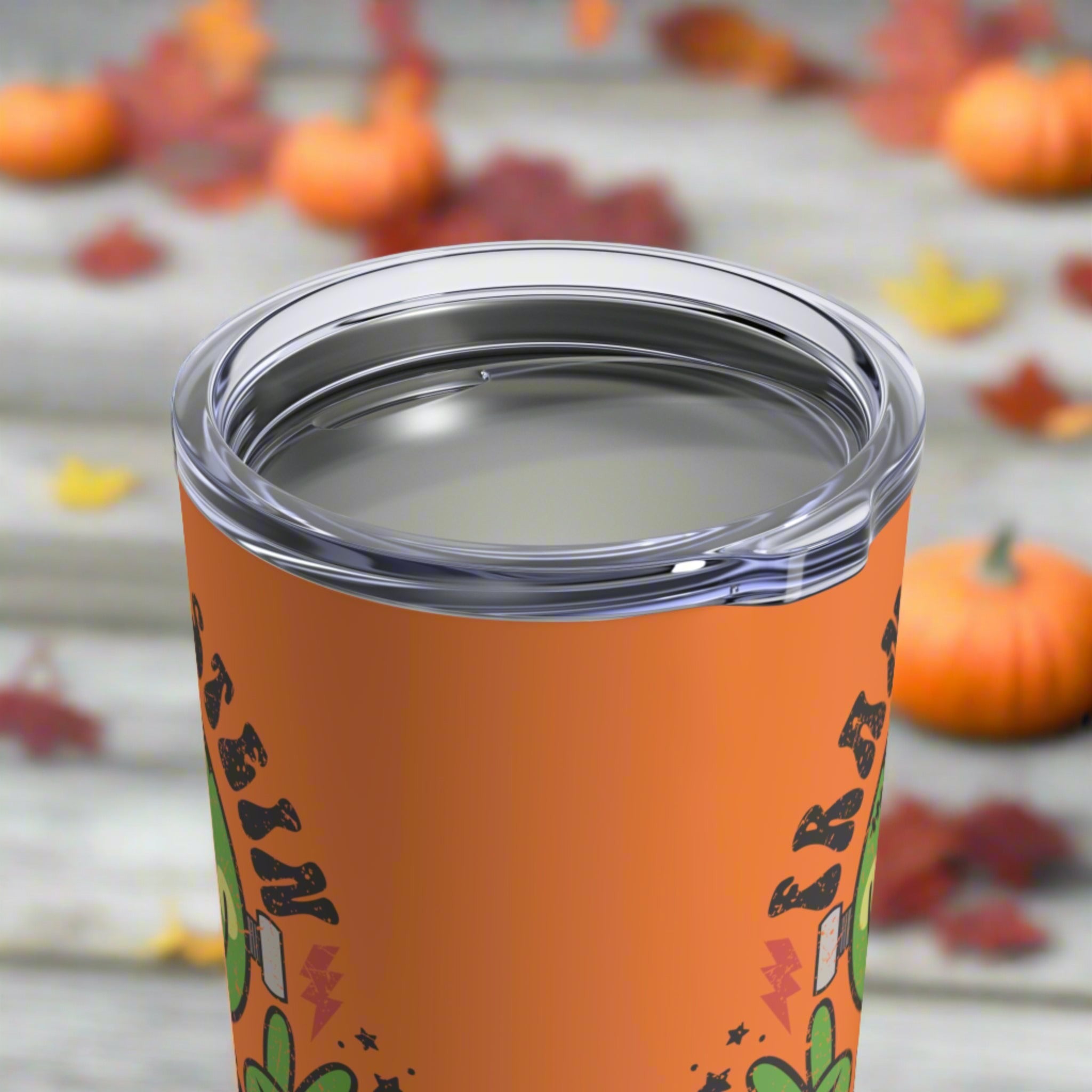 Frankenstein Vibes Distressed Orange Halloween 10oz Stainless Steel Travel Tumbler